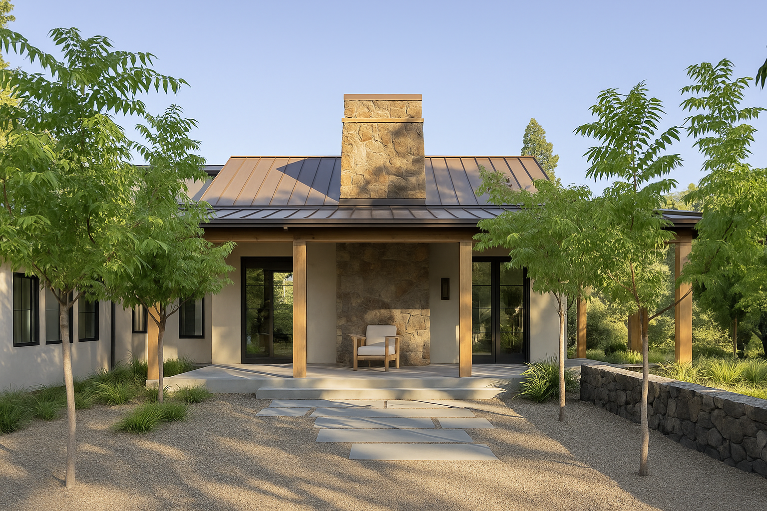 Inside a California wine country retreat nestled in a serene redwood grove