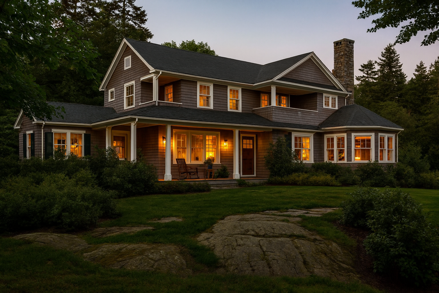Inside a warm and inviting coastal Maine cottage wrapped in cedar shingles