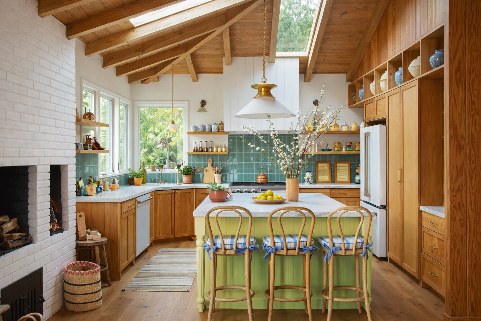 How Two Brothers Reclaimed Their Dated Childhood Home to Create a Colorful Kitchen That Blends Ranch House Style With Mid-Century Design