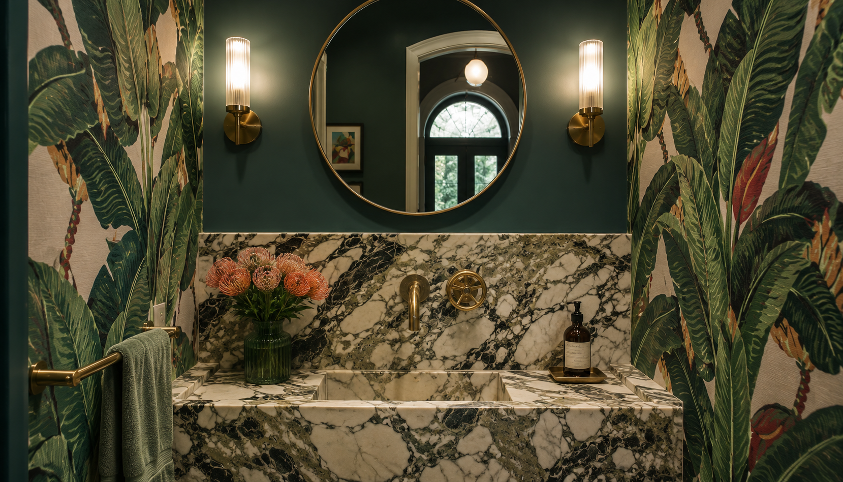 7 verdant bathrooms with botanical wallpaper