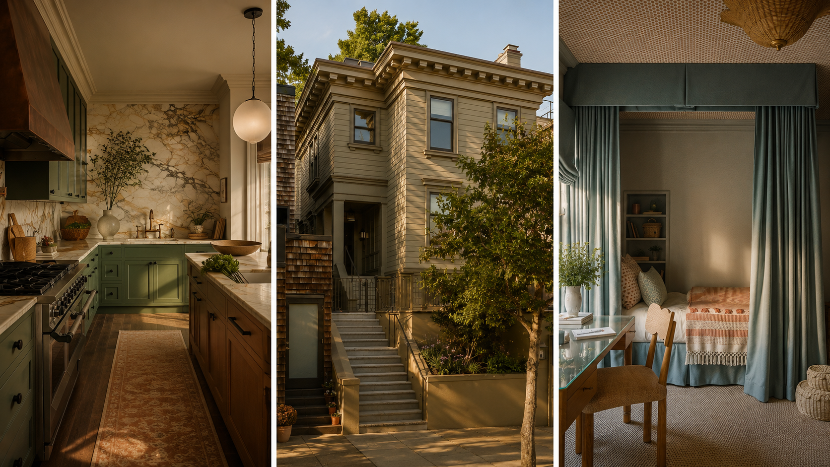 ‘What If We Add Another Color?’ – This San Francisco Home Captures the City’s Famous Fog in a Palette of Marble, Murals, and Misty Blues