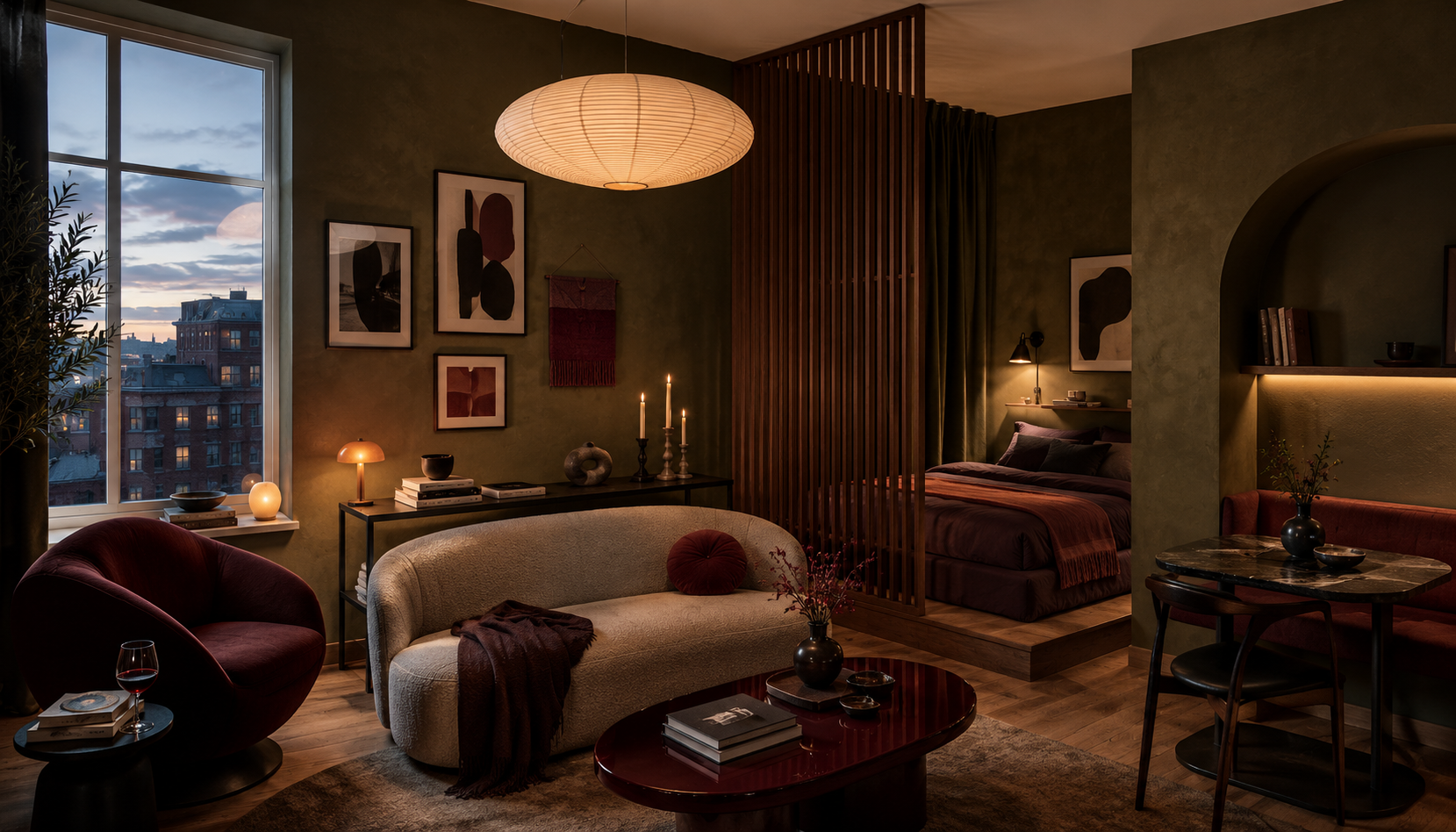 This Interior Designer Fit Four Distinct Rooms Into His 230-Square-Foot Studio